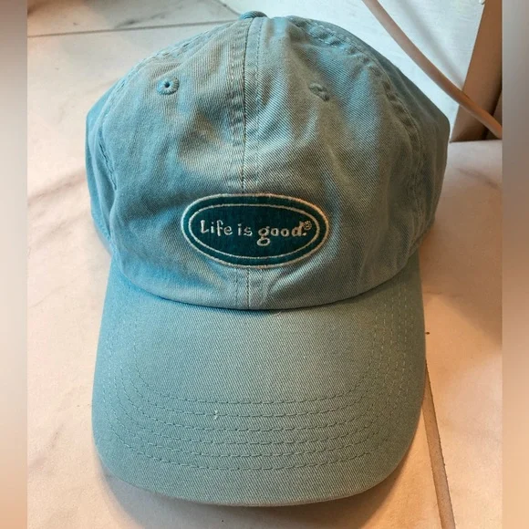Life is Good teal blue adjustable hat 100% cotton - Picture 1 of 4